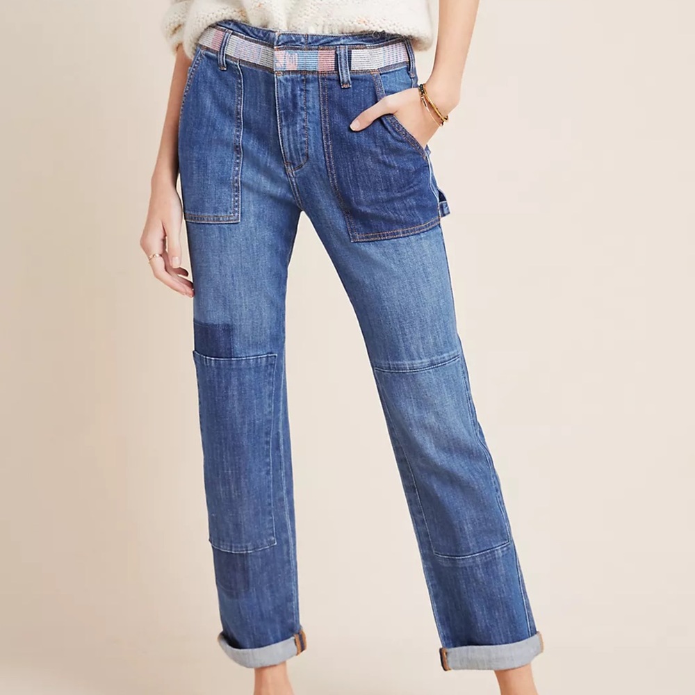 NWT Anthropologie Pilcro Embroidered Slim Boyfriend Jeans
